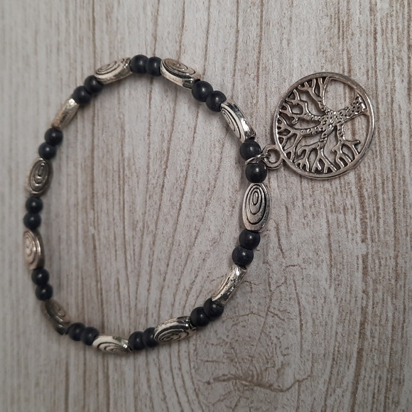 Tree of Life Charm Stretch Bracelet White Semi-Precious Natural Stone Stretch - Picture 1 of 3